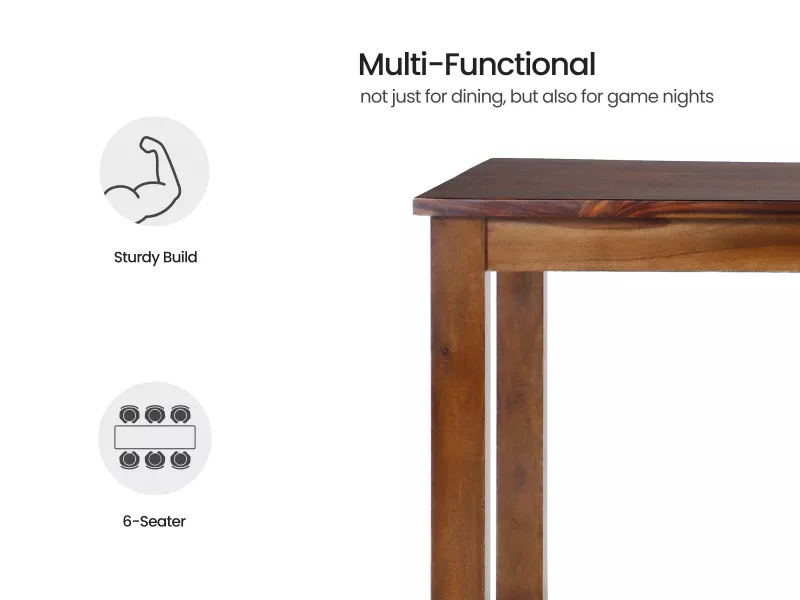 Alexa Solid Wood 6 Seater Dining Table