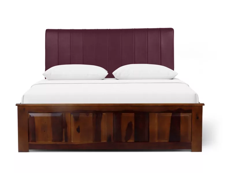 Regal Queen Bed with Burgundy Leatherite