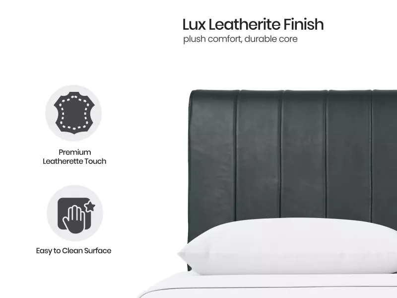 Regal Queen Bed with Bottle Green Leatherite