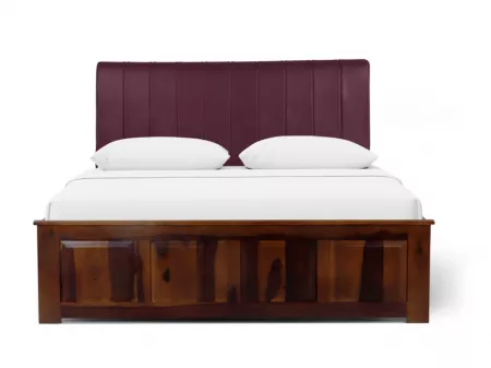 Regal Queen Bed with Burgundy Leatherite